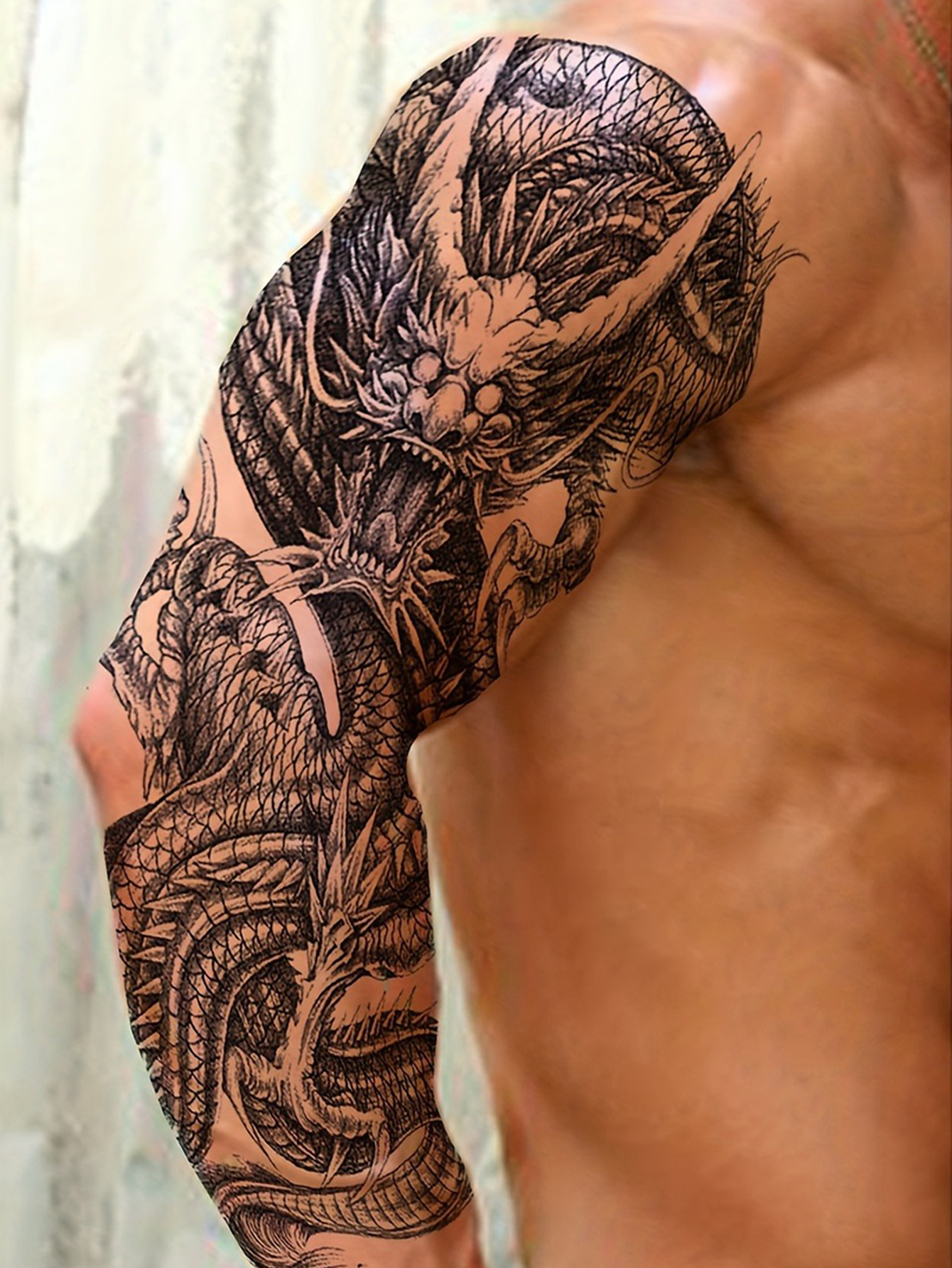 Realistic Black Dragon Waterproof Temporary Tattoo